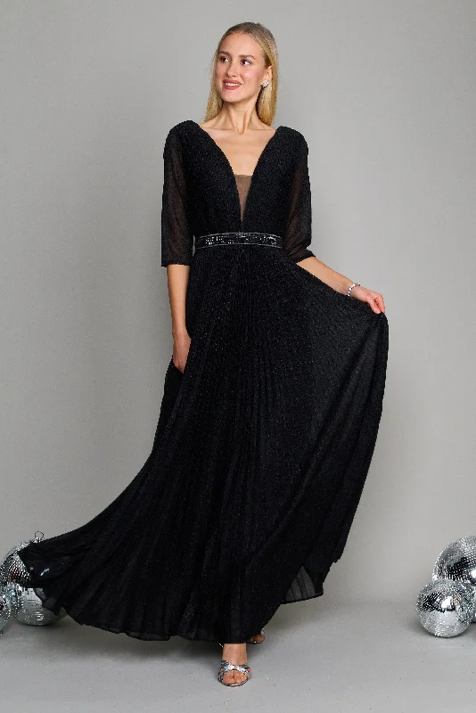 Long Sleeve Formal Evening Dress Black