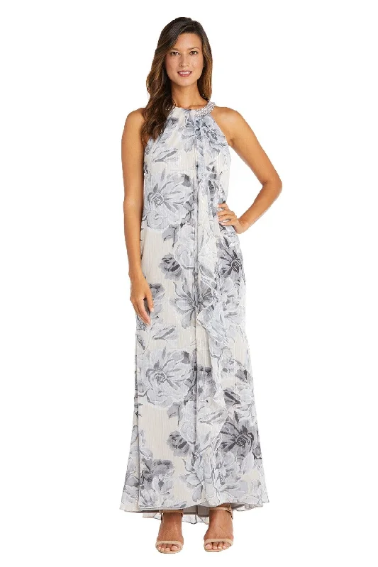 R&M Richards 9305 Long Formal Floral Chiffon Dress