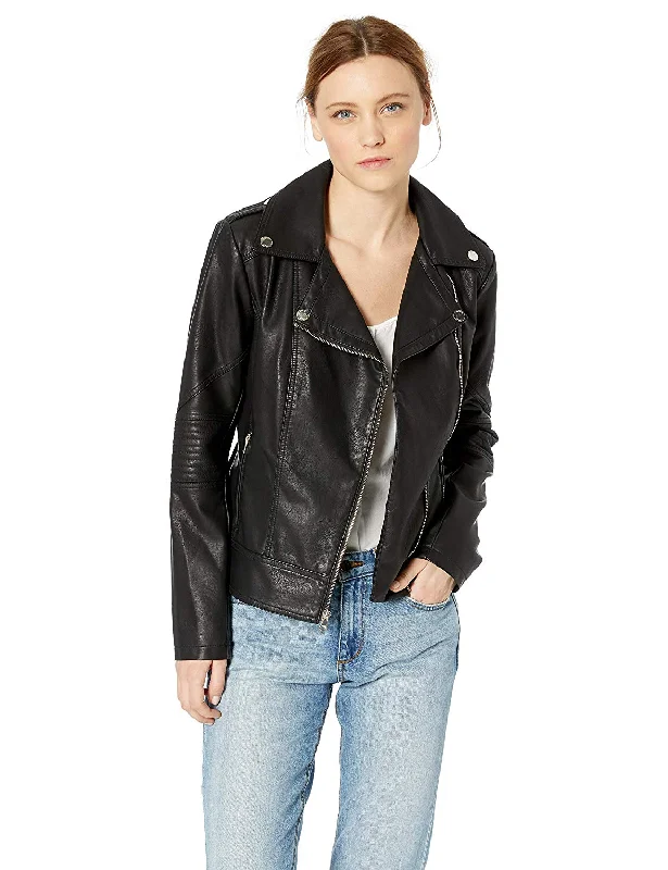 GUESS Women's Faux Leather Moto Jacket