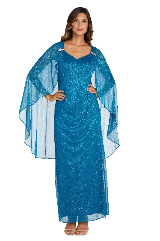 R&M Richards 2384P Long Formal Petite Cape Dress