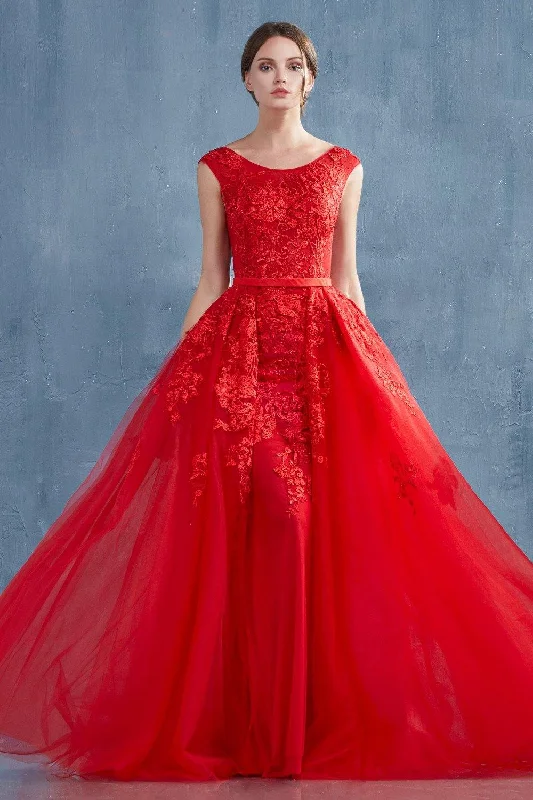 Andrea & Leo CDA0257 Rouge Lace Portrait Long Prom Gown