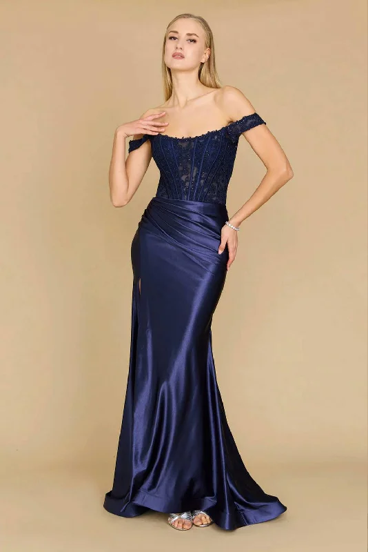 Long Corset Mermaid Prom Formal Dress Navy