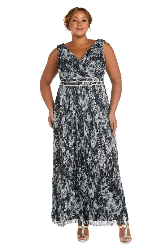 R&M Richards 7178W Long Plus Size Metallic Dress