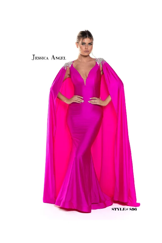 Jessica Angel Long Formal Fitted Cape Dress 896