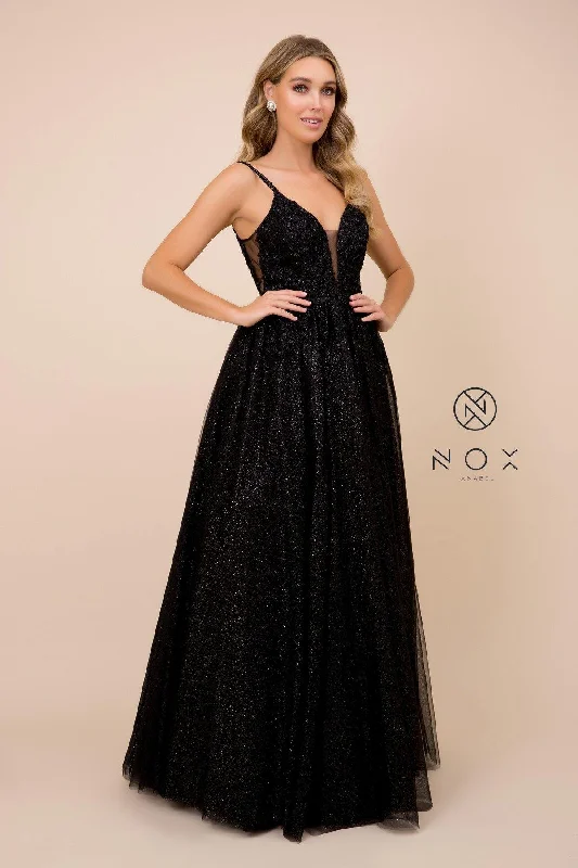 Long A-Line Glitter Prom Dress Evening Gown