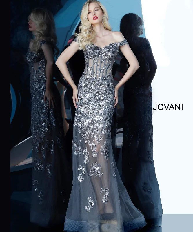 Jovani 1209 Bodice Illusion Long Prom Dress