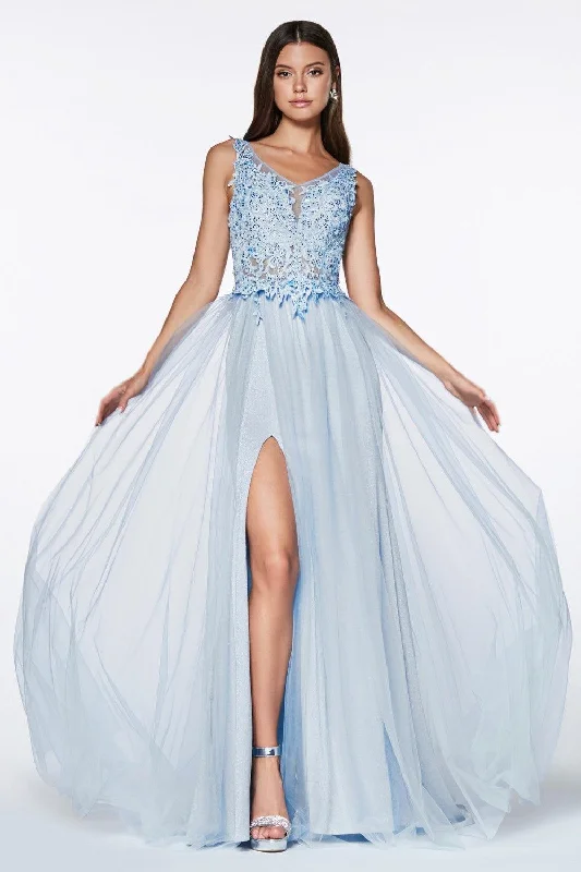 Cinderella Divine KV1040 Sleeveless Long Formal Dress Prom with High Slit