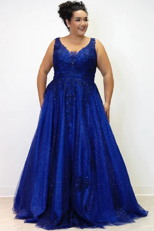 Sydneys Closet SC7358 Plus Size Long Glitter Prom Dress