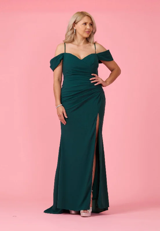 Long Formal Off The Shoulder Wrap Evening Dress Emerald Green