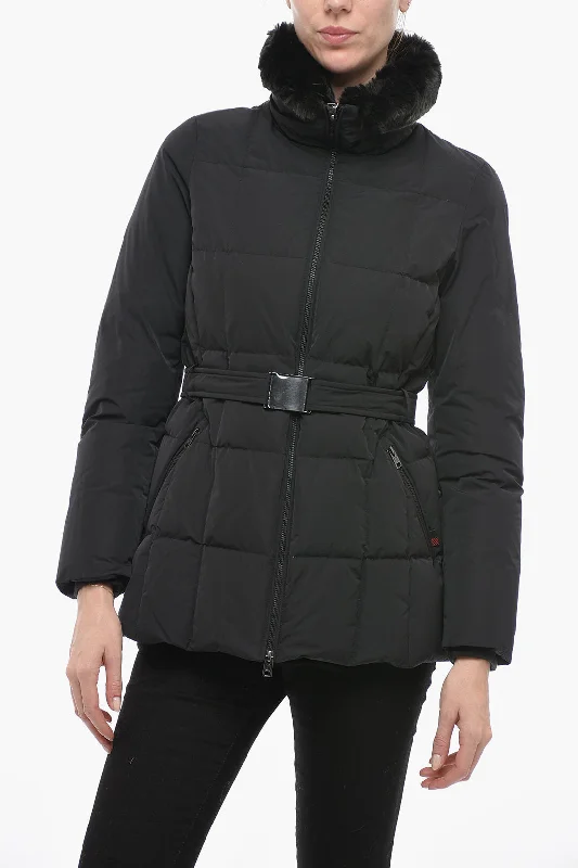 Woolrich Belted BLIZZARD Down Jacket with Faux Fur