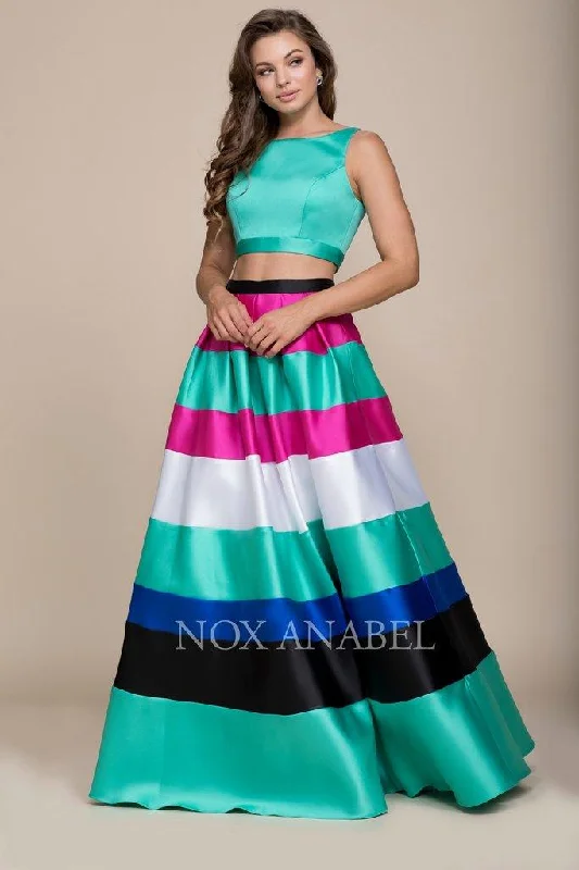 Long Multi Colored Two Piece Prom Dress