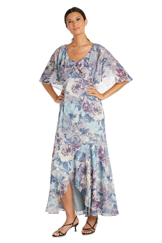 R&M Richards 7950 High Low Floral Chiffon Dress