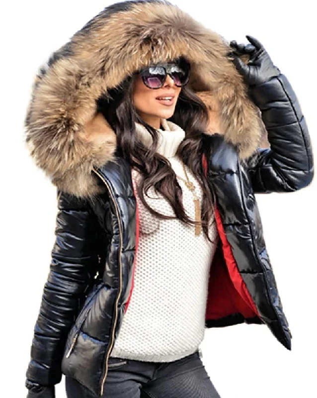 Aofur Womens Ladies Quilted Winter Coat