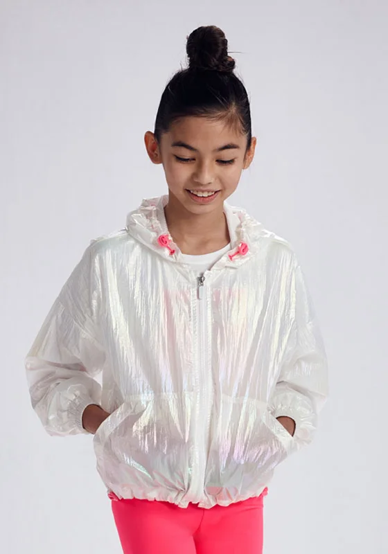 Mayoral Girls Holographic Design Windbreaker, White