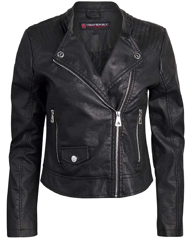 Urban Republic Women Faux Leather Moto Biker Jacket