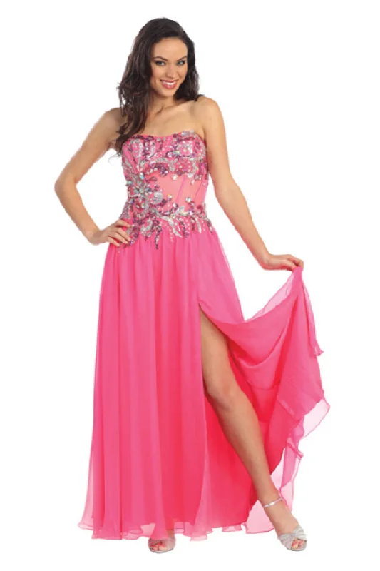 Prom Long Strapless Chiffon Dress Evening Gown