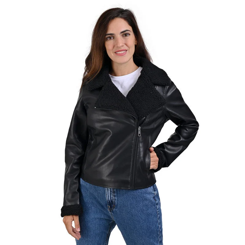 LEE Women's Biker Jacket With Fur