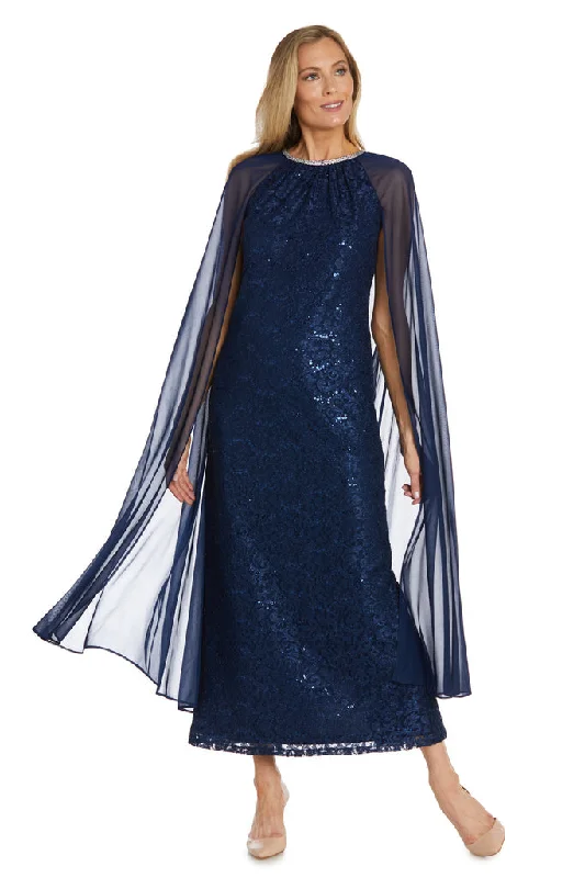 R&M Richards 2887 Long Mother of the Bride Maxi Formal Cape Dress