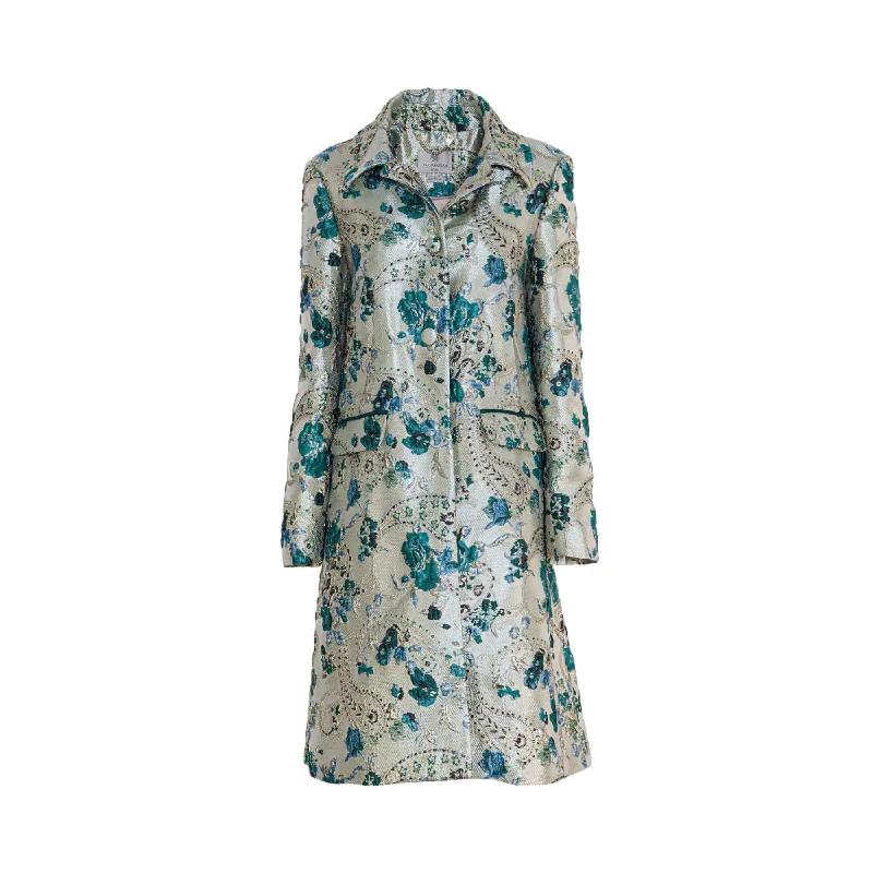 Barbara Rizzi Atelier Carla Brocade Green Coat