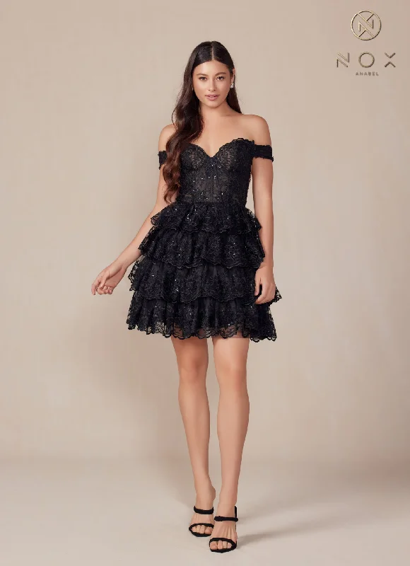 Nox Anabel R877 A Line Sequin Short Cocktail Dress