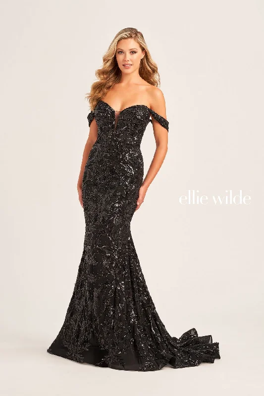 Ellie Wilde EW35094 Long Fitted Sequin Formal Prom Dress