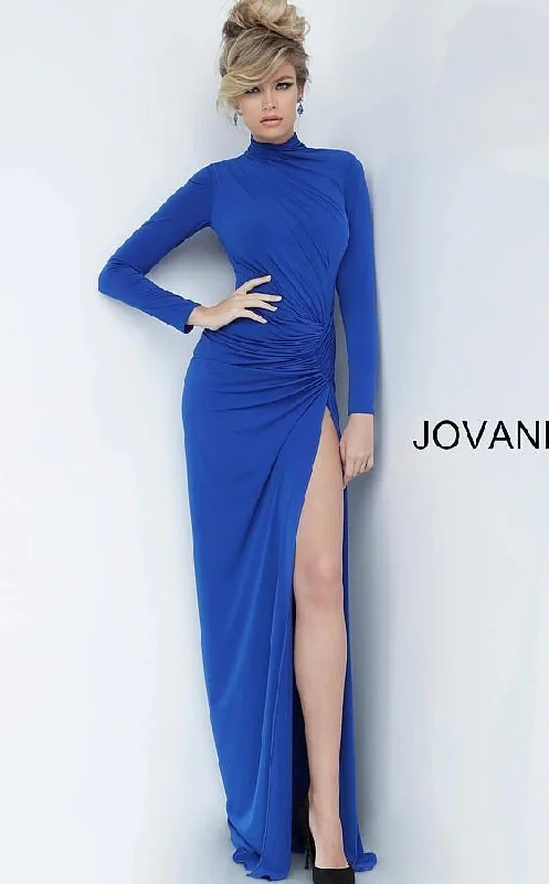 Jovani 1706 Long Sleeve High Slit Evening Dress