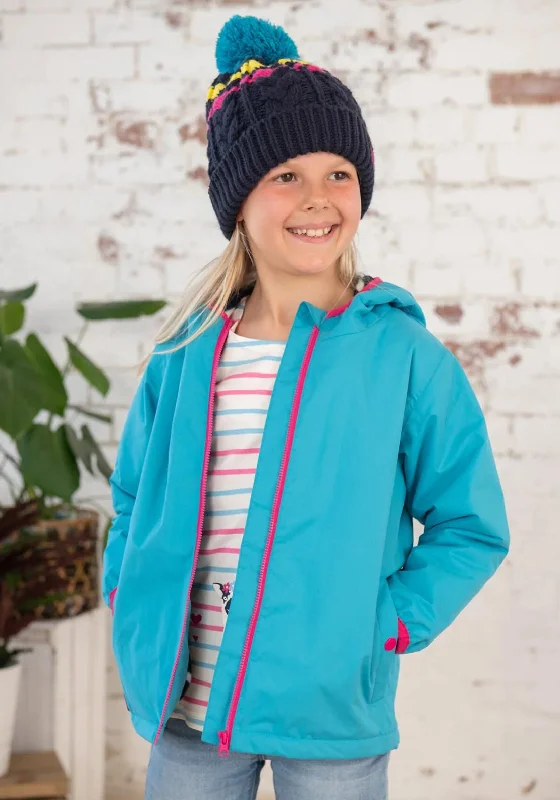 Little Lighthouse Amelia Waterproof Woodland Print Coat, Bright Teal