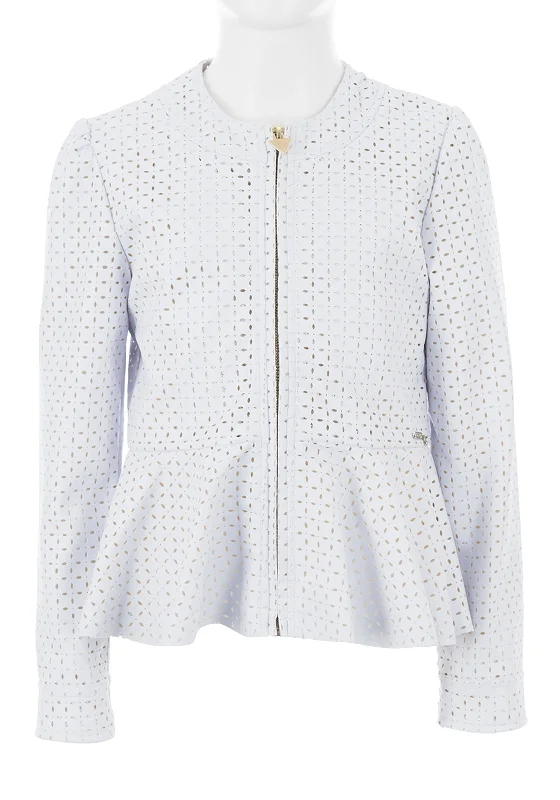 Guess Girls Laser Cut Faux Leather Jacket, White