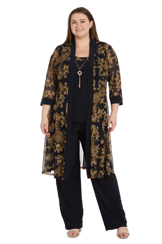 R&M Richards 9844W Plus Size Formal Print Pant Set