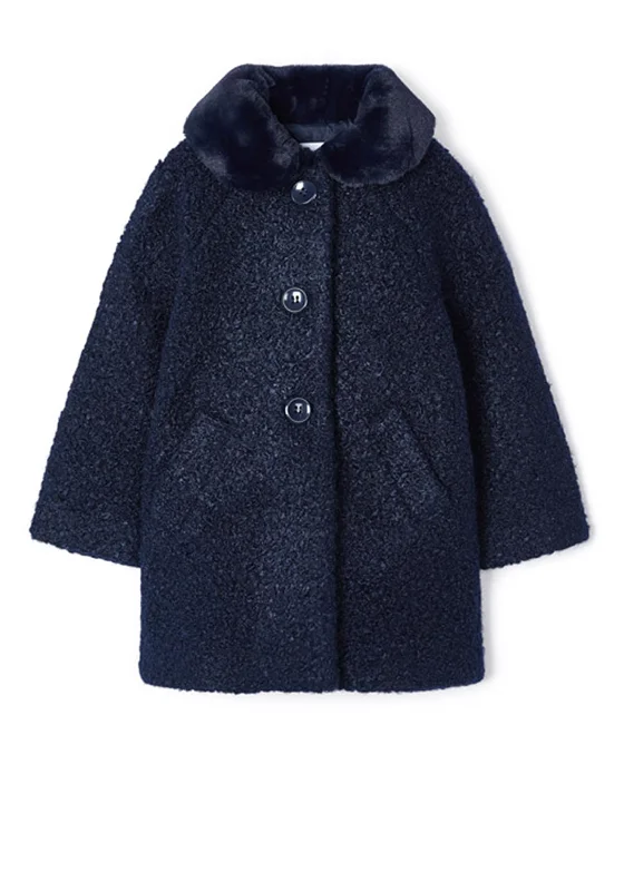 Mayoral Girl Long Sleeve Teddy Jacket, Navy