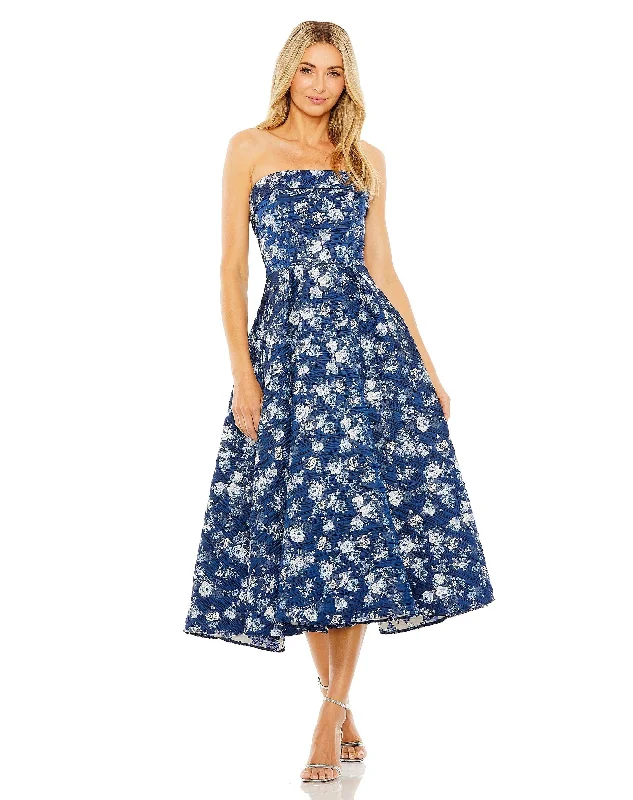 Mac Duggal 68617 Short Cocktail A Line Floral Midi Dress