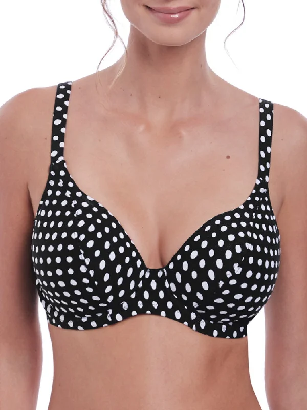 Santa Monica Plunge Bikini Top - Black/White