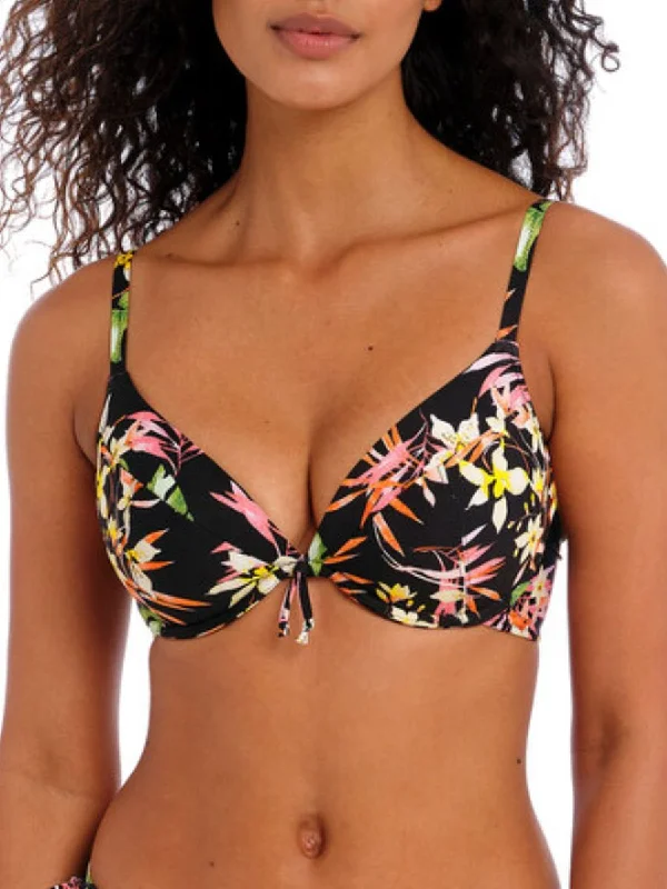 Savanna Sunset Plunge Tie Bikini Top - Multi