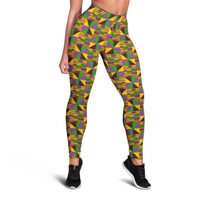 African Kente Pattern Print Women Leggings