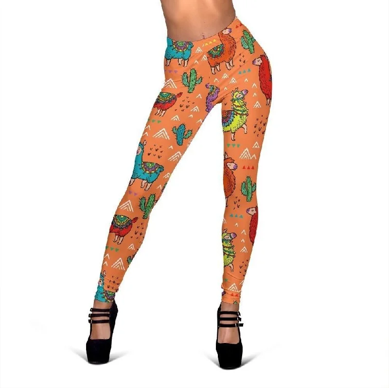 Alpaca Cactus Pattern Print Women Leggings