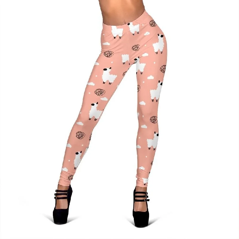 Alpaca Pink Pattern Print Women Leggings