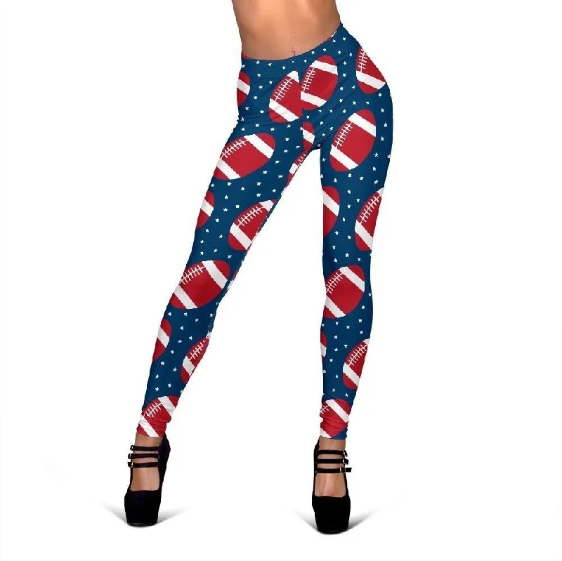 American Football Rugby Ball Print Pattern Women Leggings