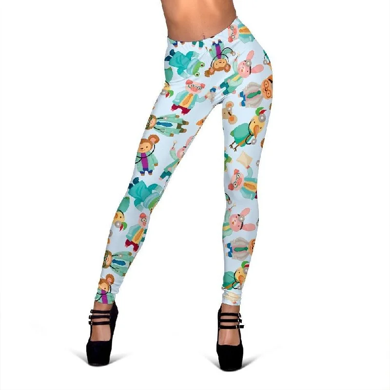 Animal Nurse Pattern Print Women Leggings