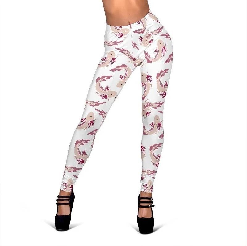 Axolotl White Pattern Print Women Leggings