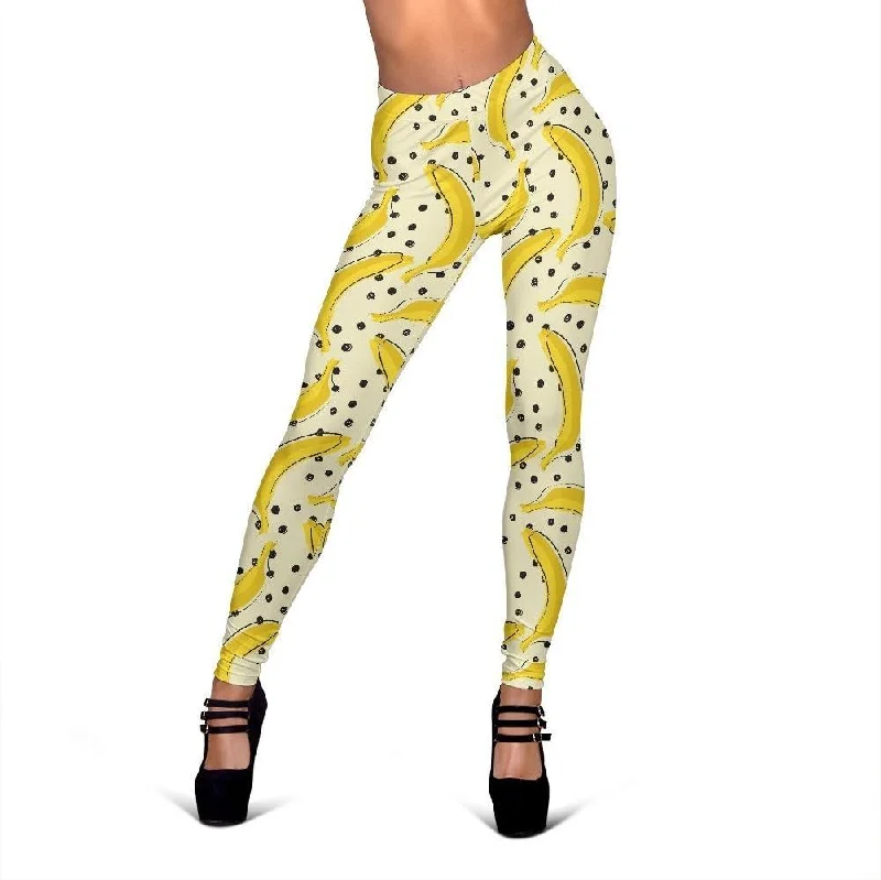 Banana Dot Pattern Print Women Leggings