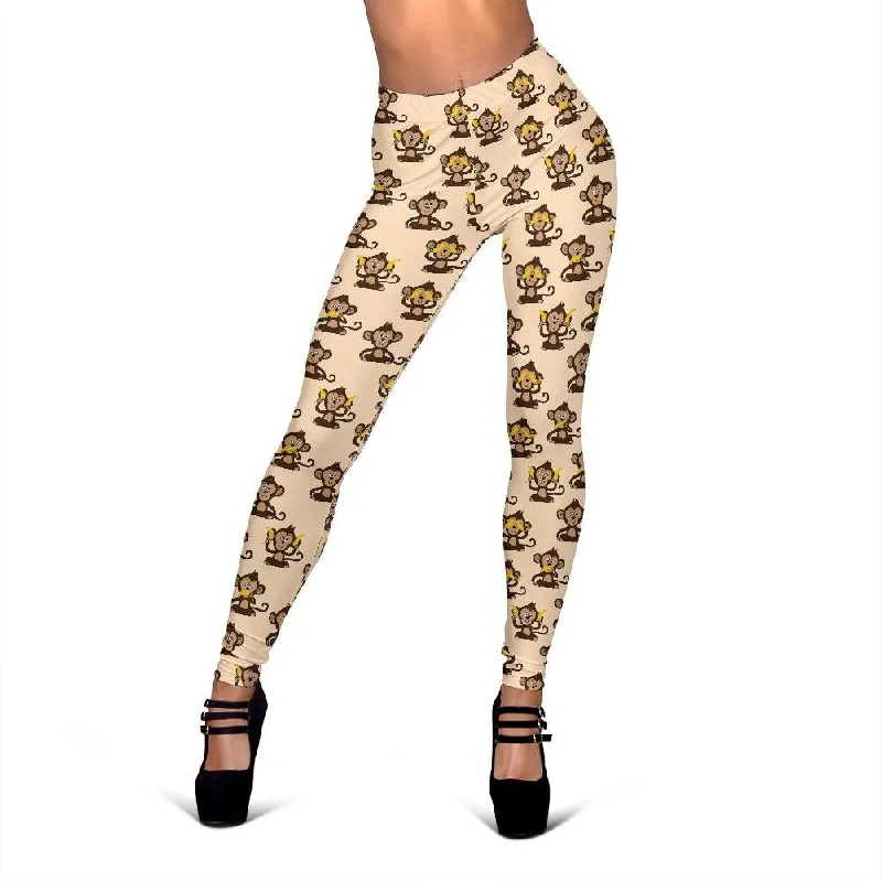 Banana Monkey Print Pattern Women Leggings