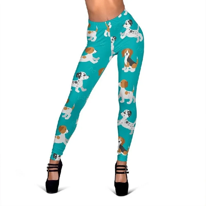 Beagle Dog Bone Pattern Print Women Leggings