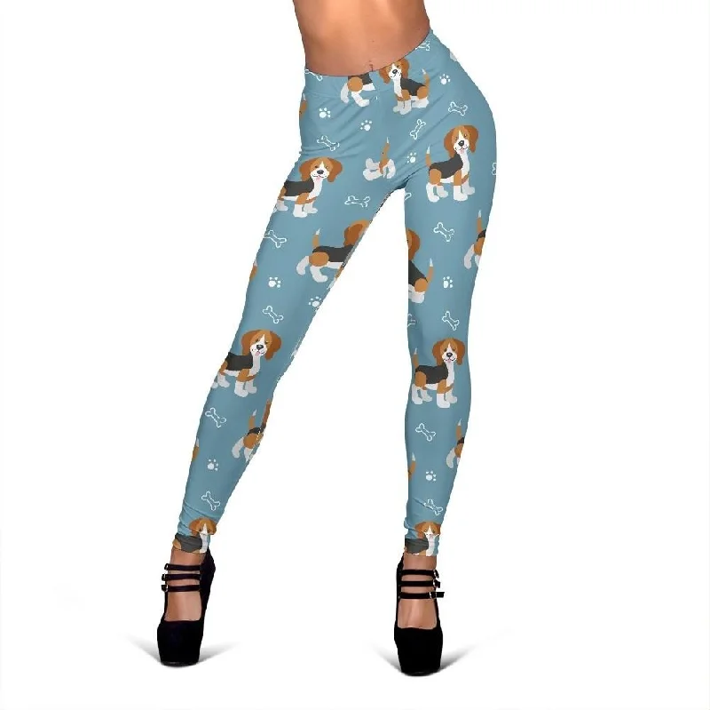 Beagle Paw Dog Bone Pattern Print Women Leggings