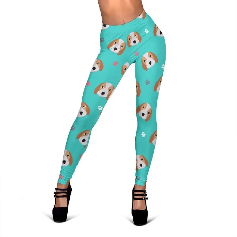 Beagle Paw Pattern Print Women Leggings