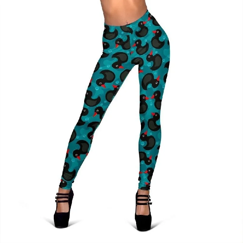 Black Duck Mallard Pattern Print Women Leggings