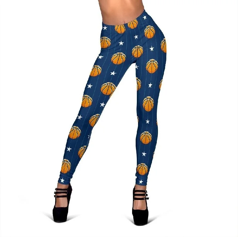 Blue Basketball Pattern Print Women Leggings