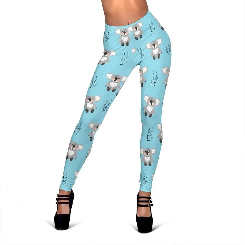 Blue Koala Pattern Print Women Leggings