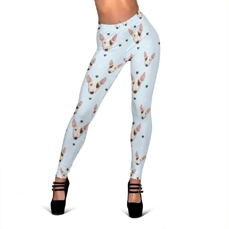 Bull Terrier Heart Pattern Print Women Leggings