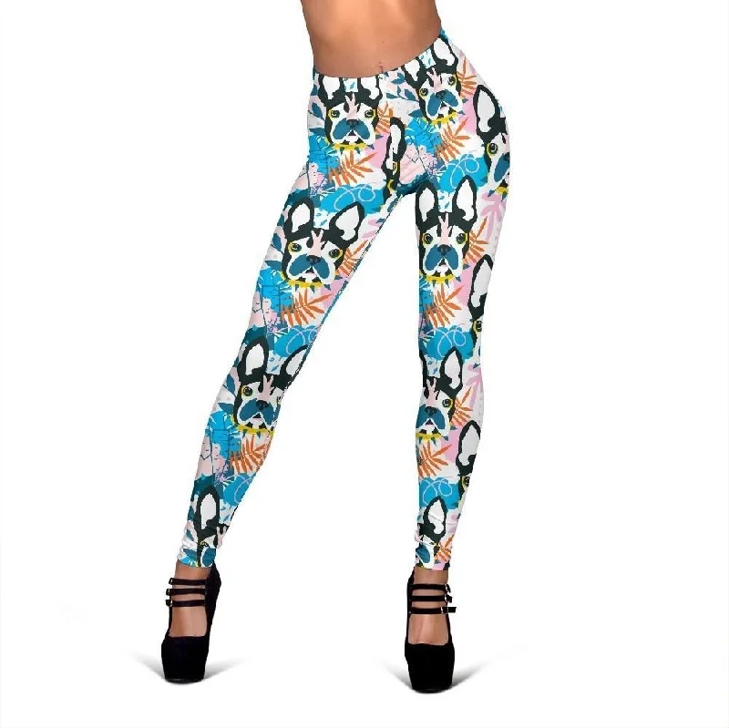 Bulldog Paint Pattern Print Women Leggings