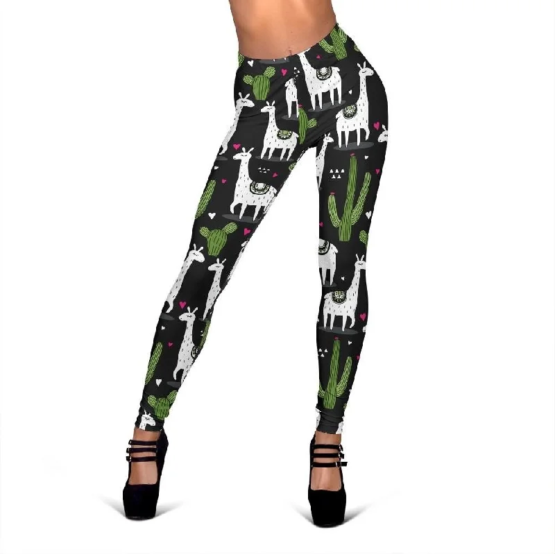 Cactus Llama Pattern Print Women Leggings